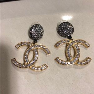 Chanel earrings Gold silver and Crystal